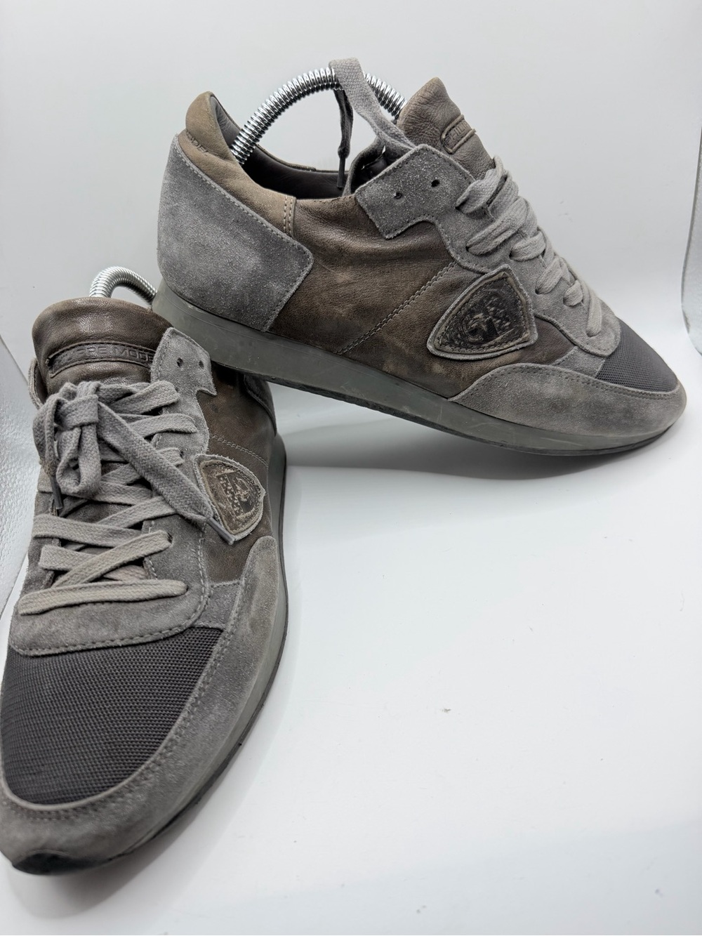 Philippe Model Men's Gray Suede & Mesh Sneakers